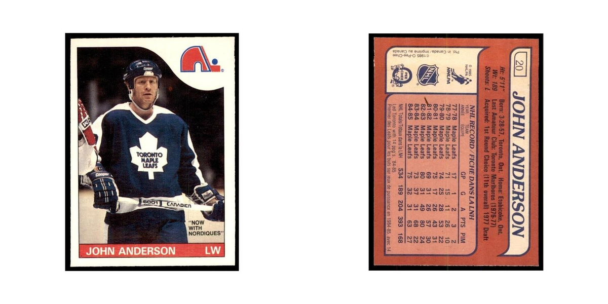 John Anderson 1985 O-Pee-Chee #20 Quebec Nordiques Hockey Card NM