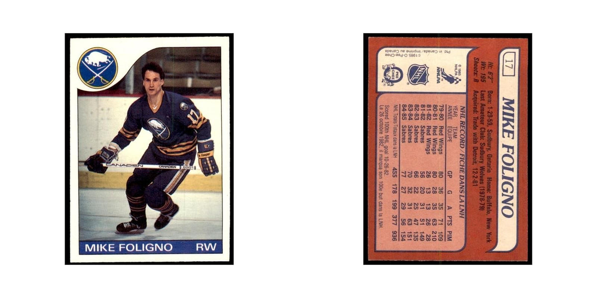 Mike Foligno 1985 O-Pee-Chee #17 Buffalo Sabres Hockey Card NM