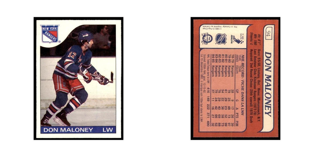 Don Maloney 1985 O-Pee-Chee #94 New York Rangers Hockey Card NM