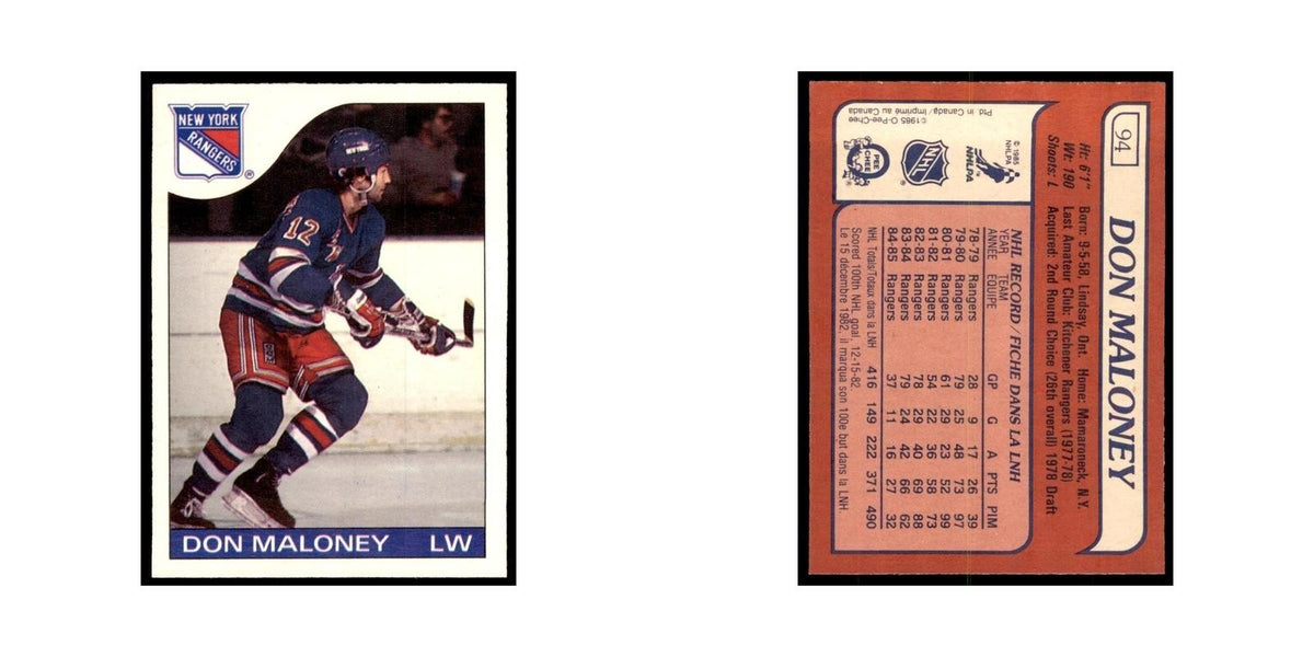 Don Maloney 1985 O-Pee-Chee #94 New York Rangers Hockey Card NM