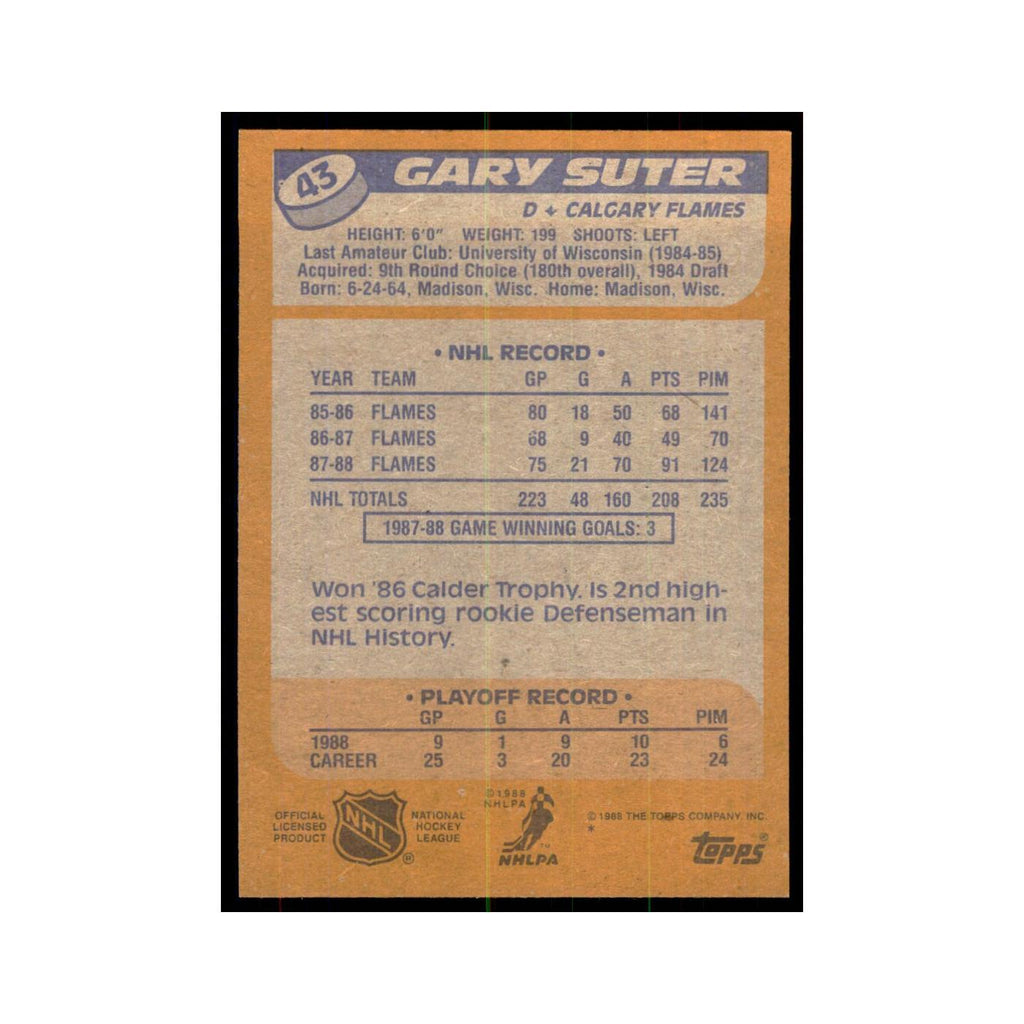 Gary Suter 1988 Topps #43 Calgary Flames Hockey Card NM