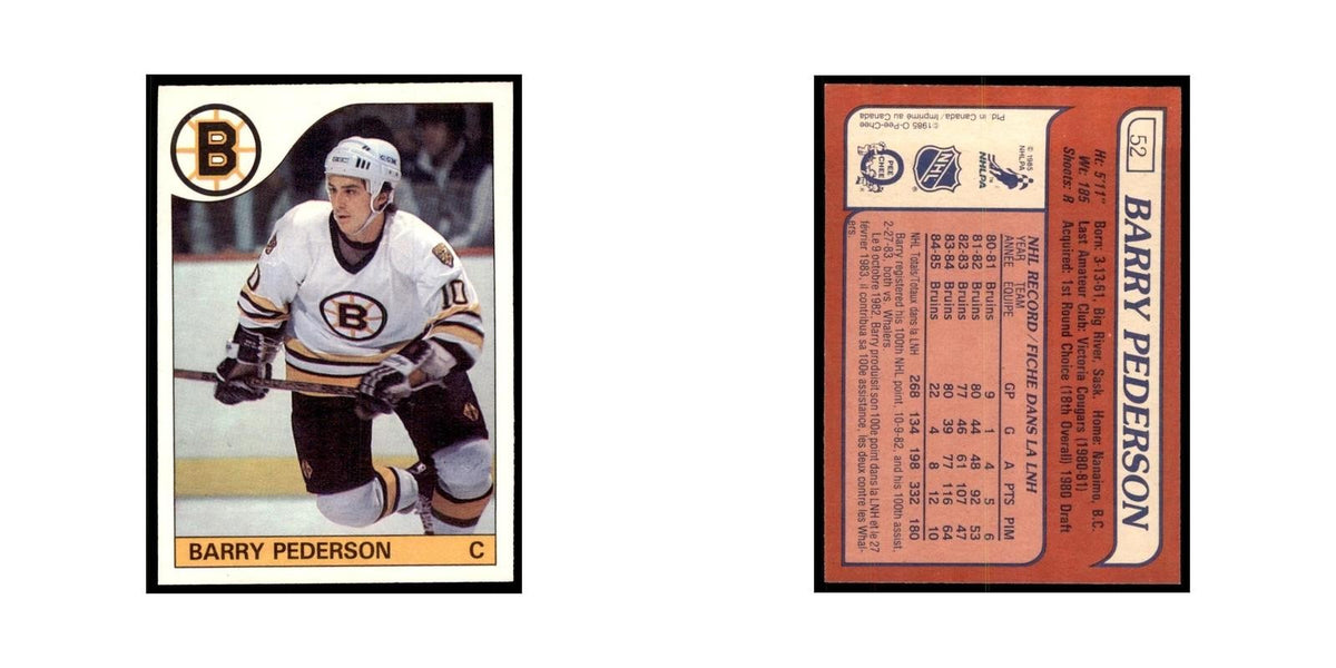 Barry Pederson 1985 O-Pee-Chee #52 Boston Bruins Hockey Card NM