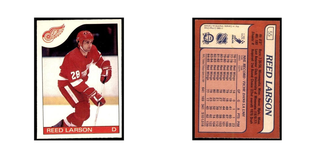 Reed Larson 1985 O-Pee-Chee #55 Detroit Red Wings Hockey Card NM