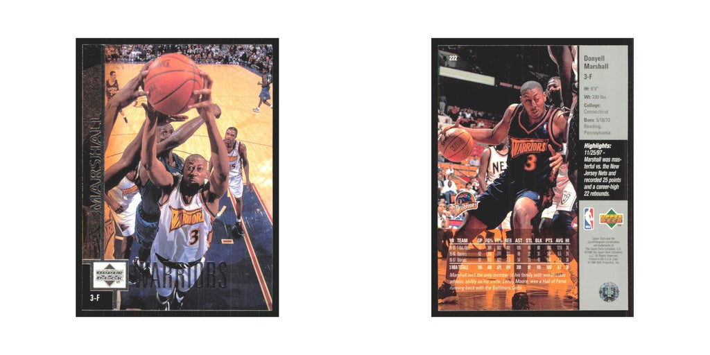 Donyell Marshall 1997 Upper Deck #222 Golden State Warriors Basketball Card NM