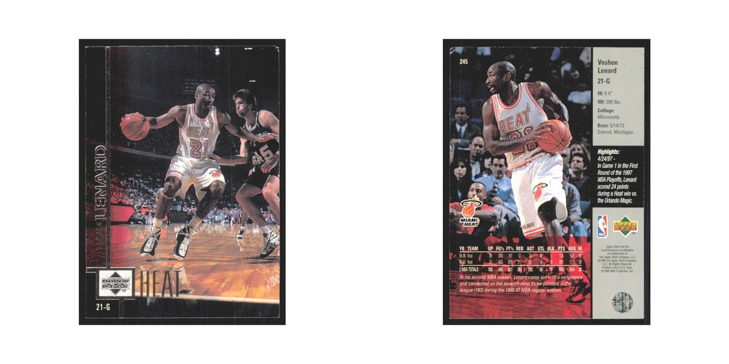 Voshon Lenard 1997 Upper Deck #245 Miami Heat Basketball Card NM