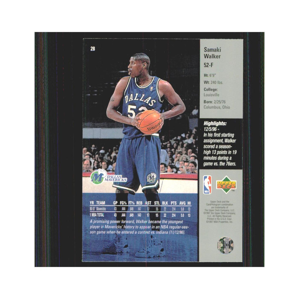 Samaki Walker 1997 Upper Deck #28 Dallas Mavericks Basketball Card NM