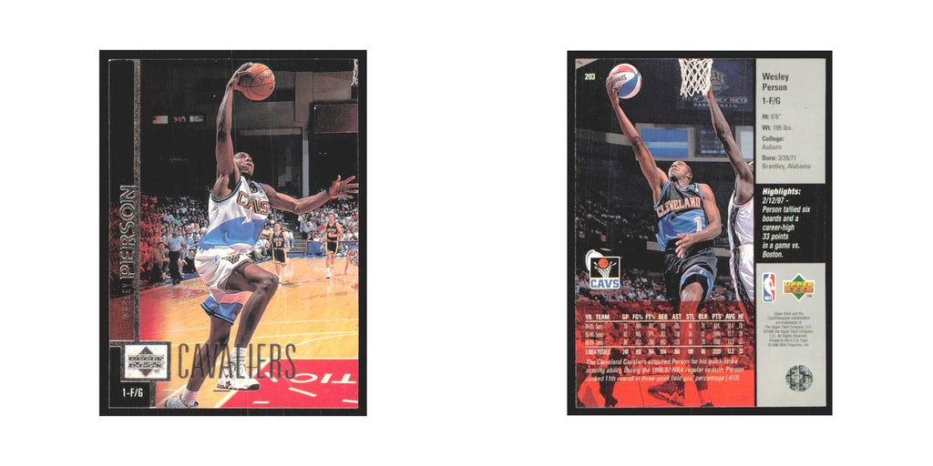 Wesley Person 1997 Upper Deck #203 Cleveland Cavaliers Basketball Card NM