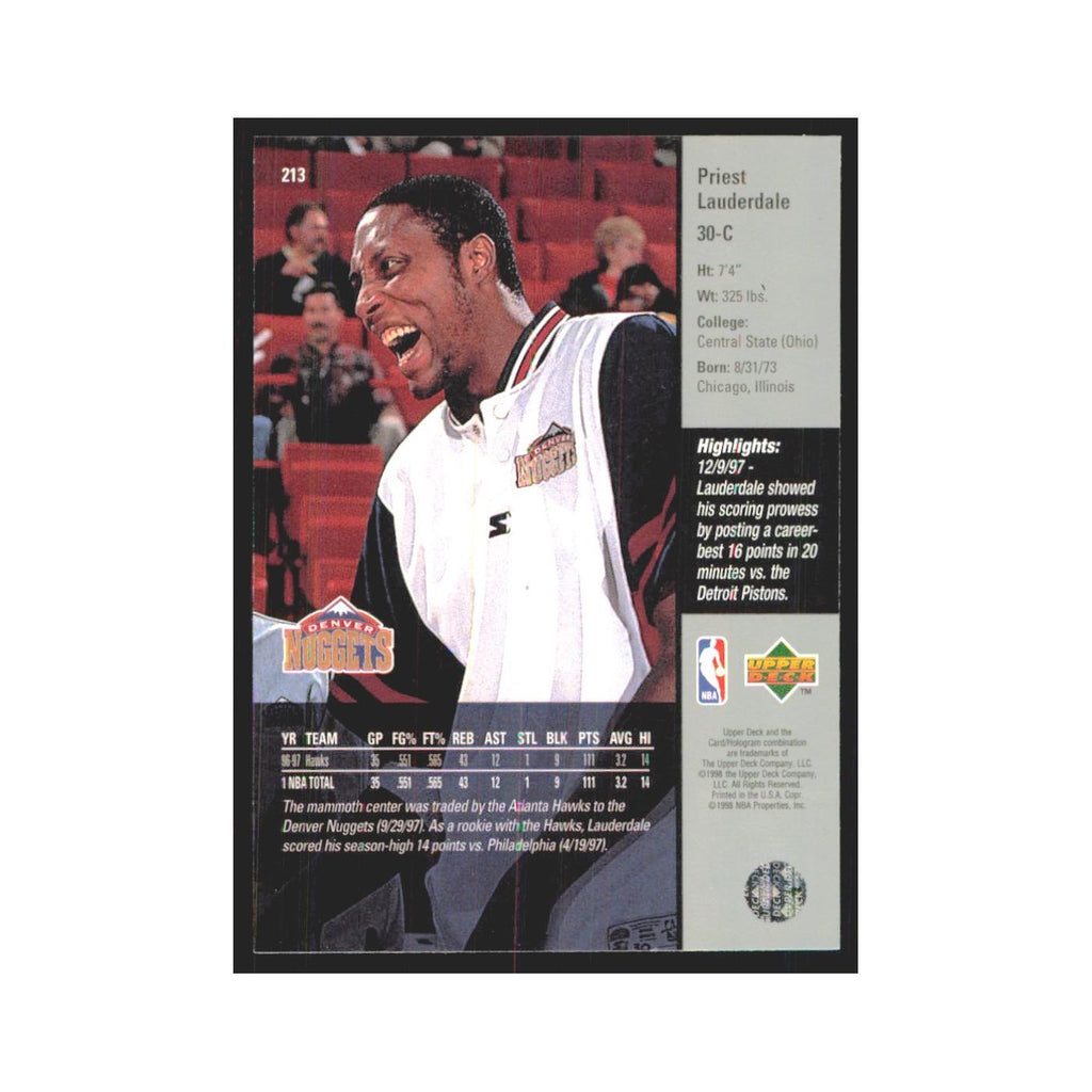 Priest Lauderdale 1997 Upper Deck #213 Denver Nuggets Basketball Card NM