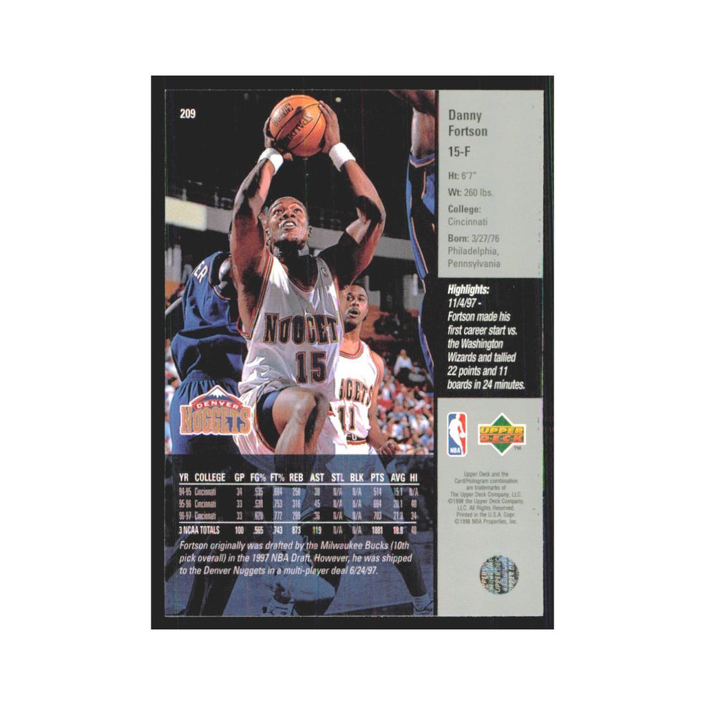 Danny Fortson 1997 Upper Deck #209 Denver Nuggets Basketball Card NM