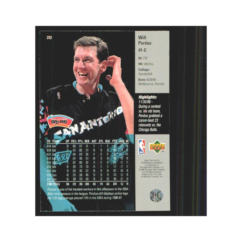 Will Perdue 1997 Upper Deck #292 San Antonio Spurs Basketball Card NM