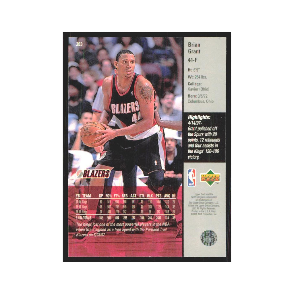 Brian Grant 1997 Upper Deck #283 Portland Trail Blazers Basketball Card NM