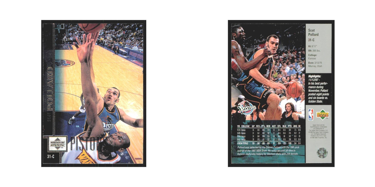 Scot Pollard 1997 Upper Deck #216 Detroit Pistons Basketball Card NM