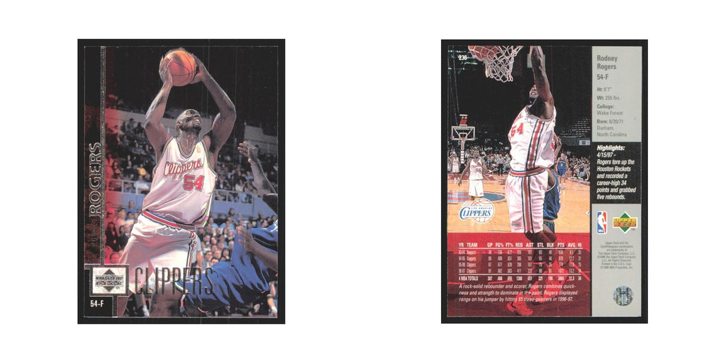 Rodney Rogers 1997 Upper Deck #238 Los Angeles Clippers Basketball Card NM