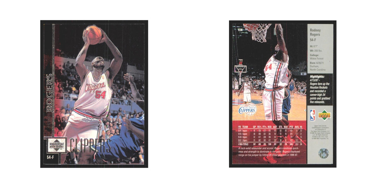 Rodney Rogers 1997 Upper Deck #238 Los Angeles Clippers Basketball Card NM