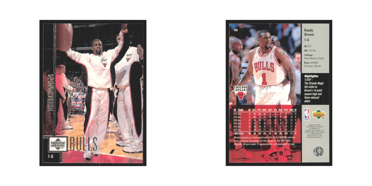 Randy Brown 1997 Upper Deck #195 Chicago Bulls Basketball Card NM