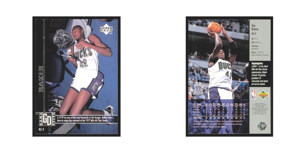 Vin Baker 1997 Upper Deck #69 Milwaukee Bucks Basketball Card NM