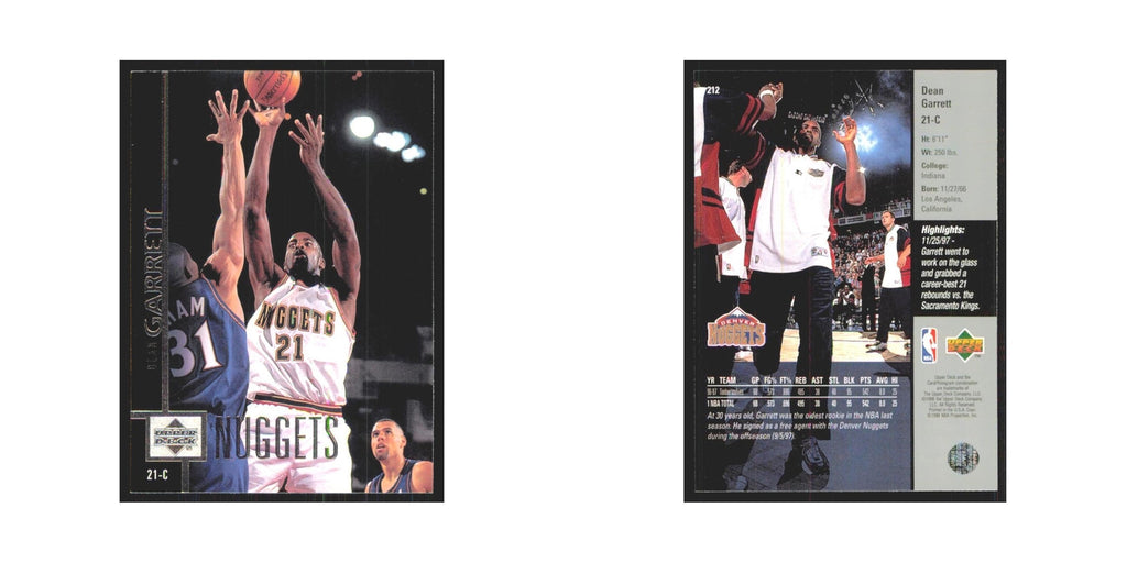 Dean Garrett 1997 Upper Deck #212 Denver Nuggets Basketball Card NM