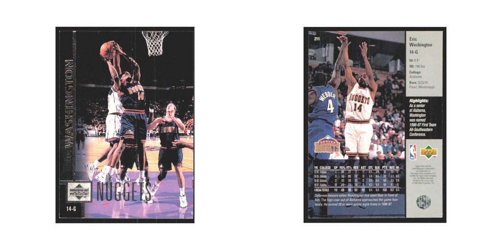 Eric Washington 1997 Upper Deck #211 Denver Nuggets Basketball Card NM