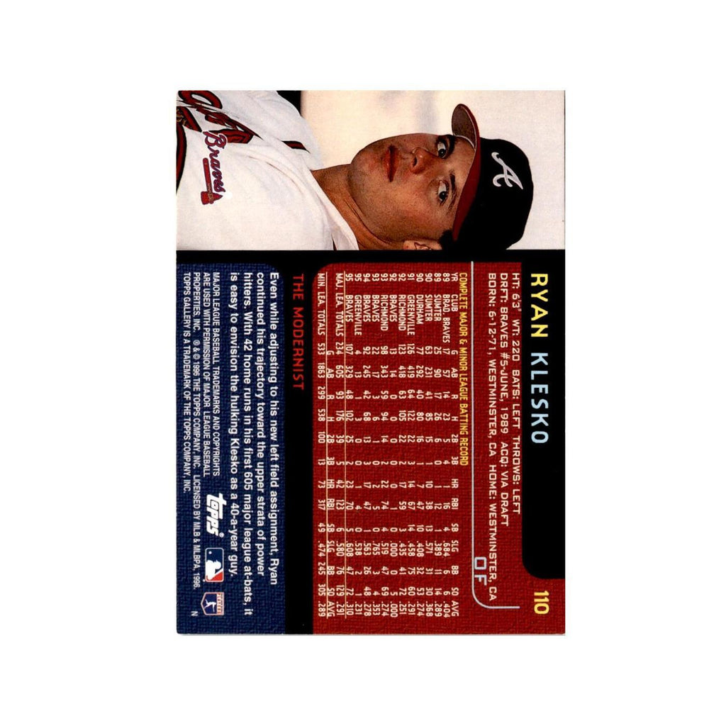 Ryan Klesko 1996 Topps Gallery #110 Atlanta Braves Baseball Card NM