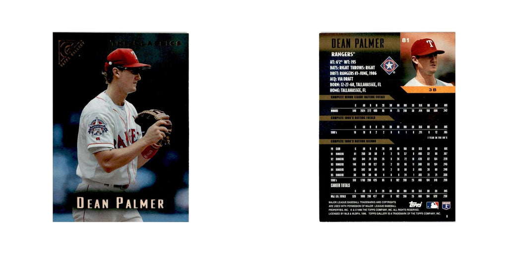 Dean Palmer 1996 Topps Gallery #81 Texas Rangers Baseball Card NM