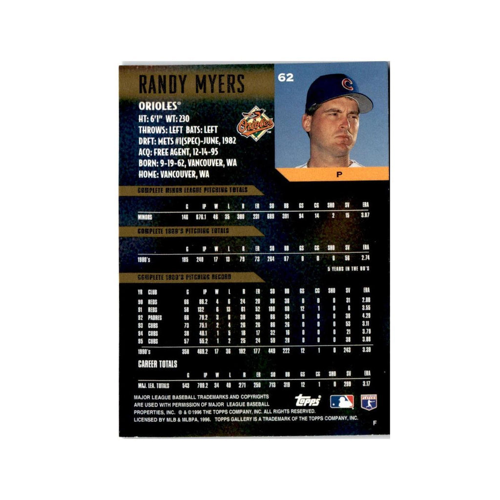 Randy Myers 1996 Topps Gallery #62 Baltimore Orioles Baseball Card NM