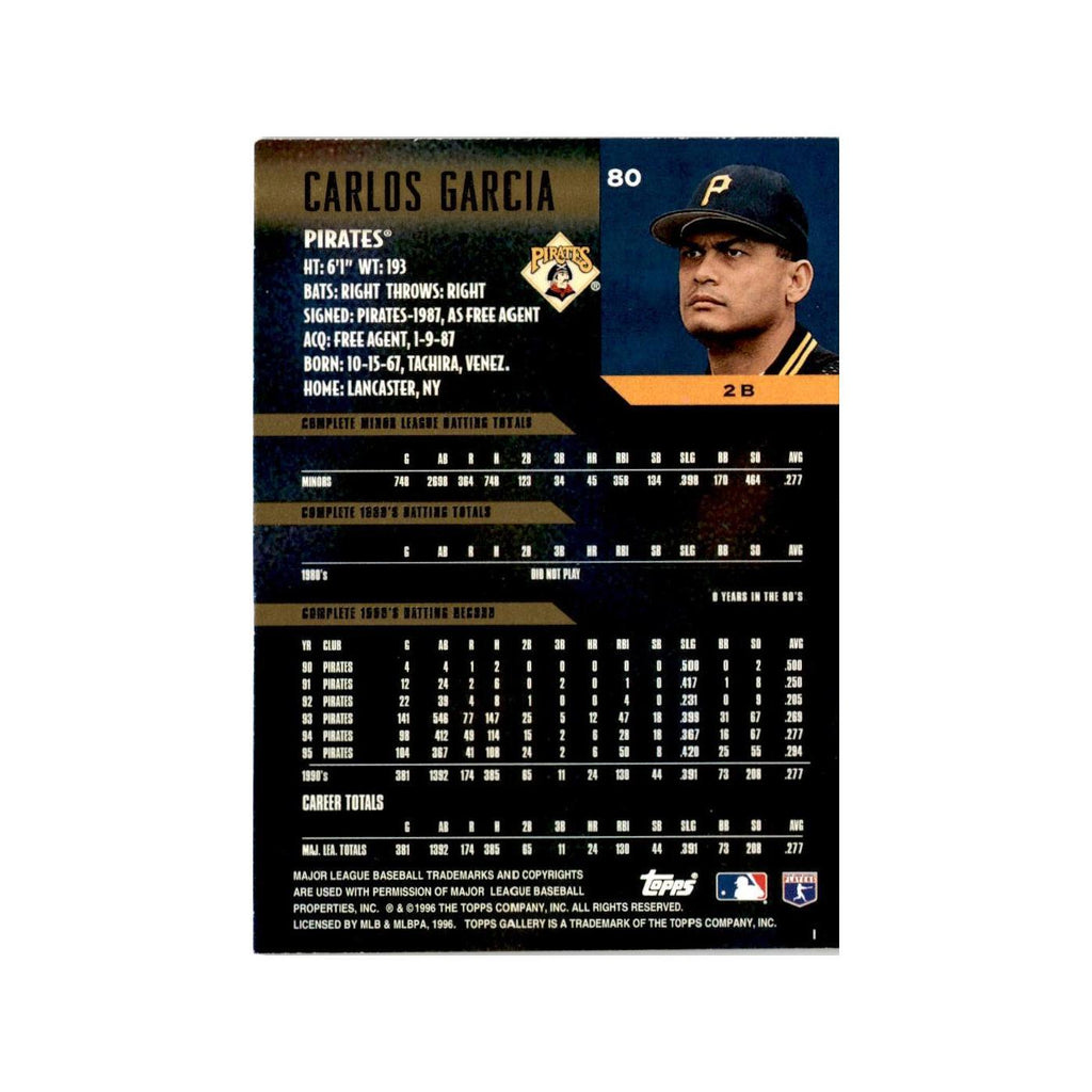 Carlos Garcia 1996 Topps Gallery #80 Pittsburgh Pirates Baseball Card NM
