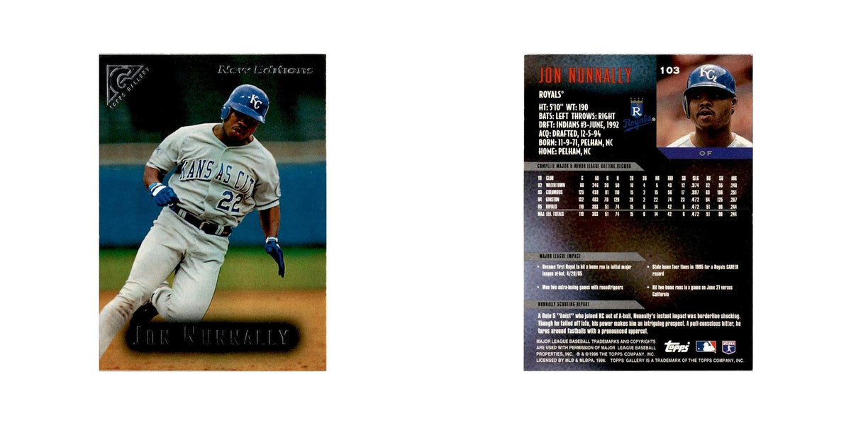 Jon Nunnally 1996 Topps Gallery #103 Kansas City Royals Baseball Card NM
