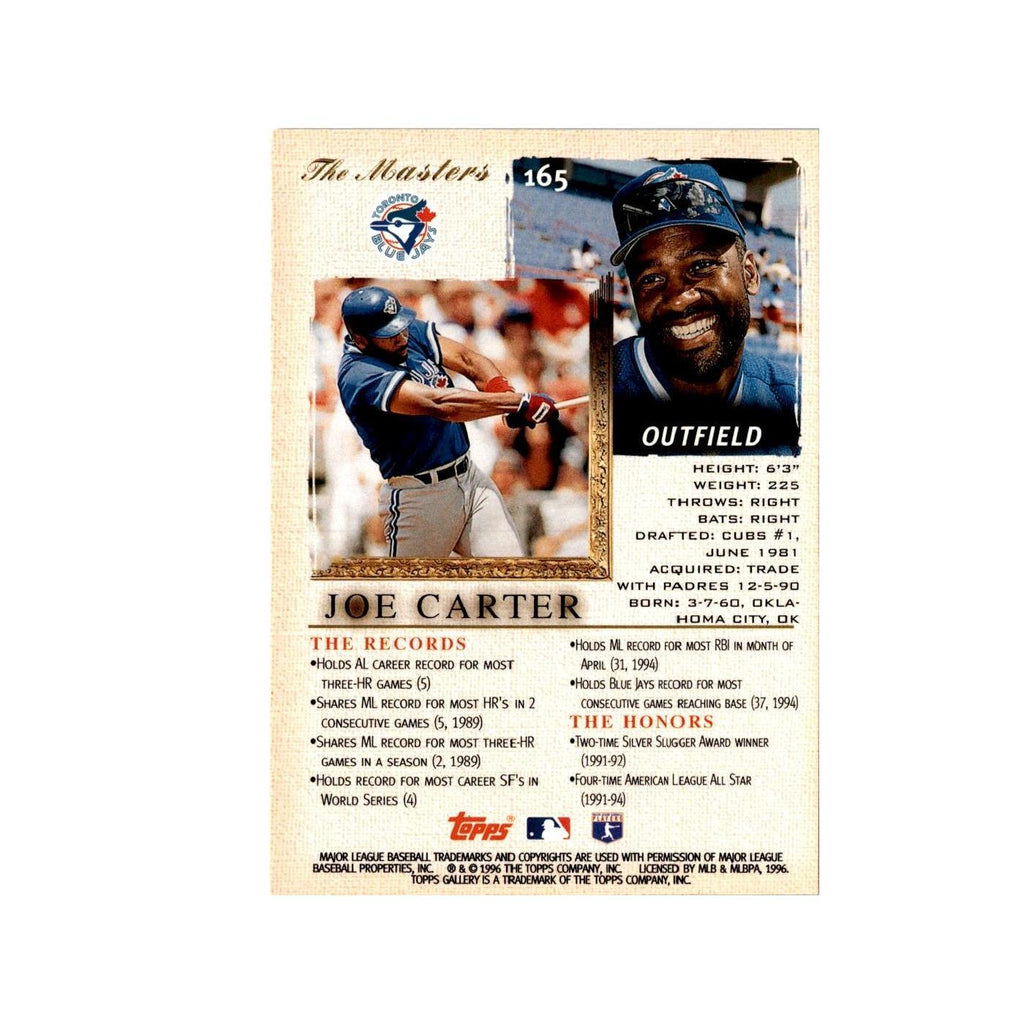 Joe Carter 1996 Topps Gallery #165 Toronto Blue Jays Baseball Card NM