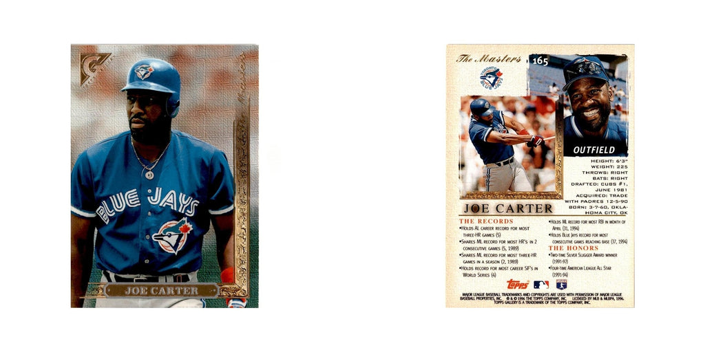 Joe Carter 1996 Topps Gallery #165 Toronto Blue Jays Baseball Card NM