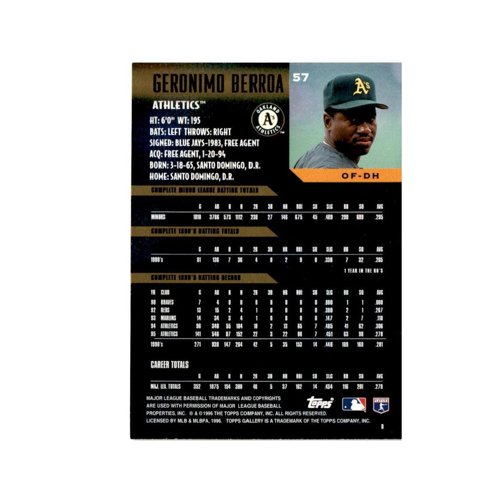 Geronimo Berroa 1996 Topps Gallery #57 Oakland Athletics Baseball Card NM