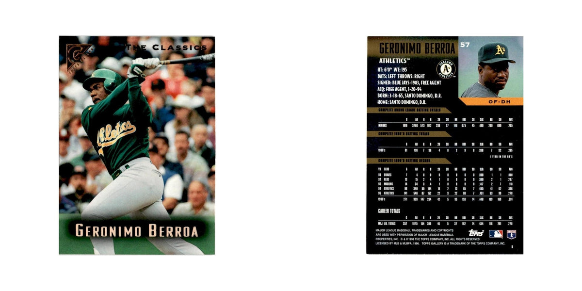 Geronimo Berroa 1996 Topps Gallery #57 Oakland Athletics Baseball Card NM