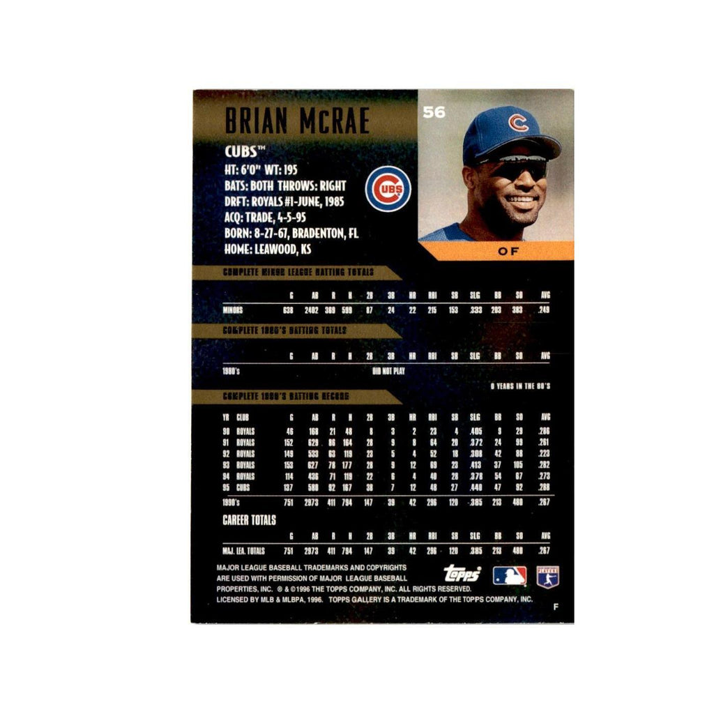Brian McRae 1996 Topps Gallery #56 Chicago Cubs Baseball Card NM