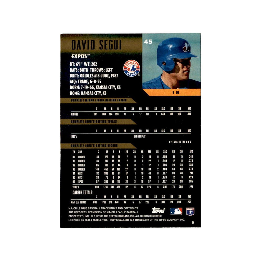 David Segui 1996 Topps Gallery #45 Montreal Expos Baseball Card NM