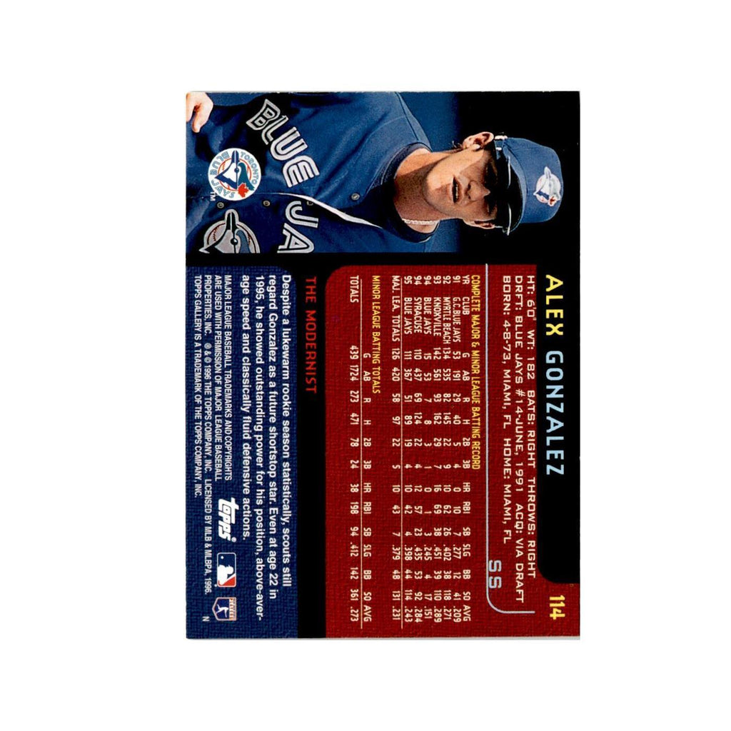 Alex Gonzalez 1996 Topps Gallery #114 Toronto Blue Jays Baseball Card NM