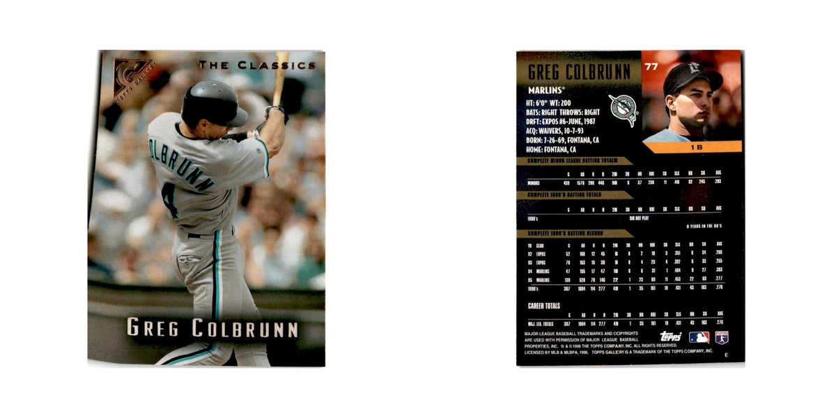 Greg Colbrunn 1996 Topps Gallery #77 Florida Marlins Baseball Card NM