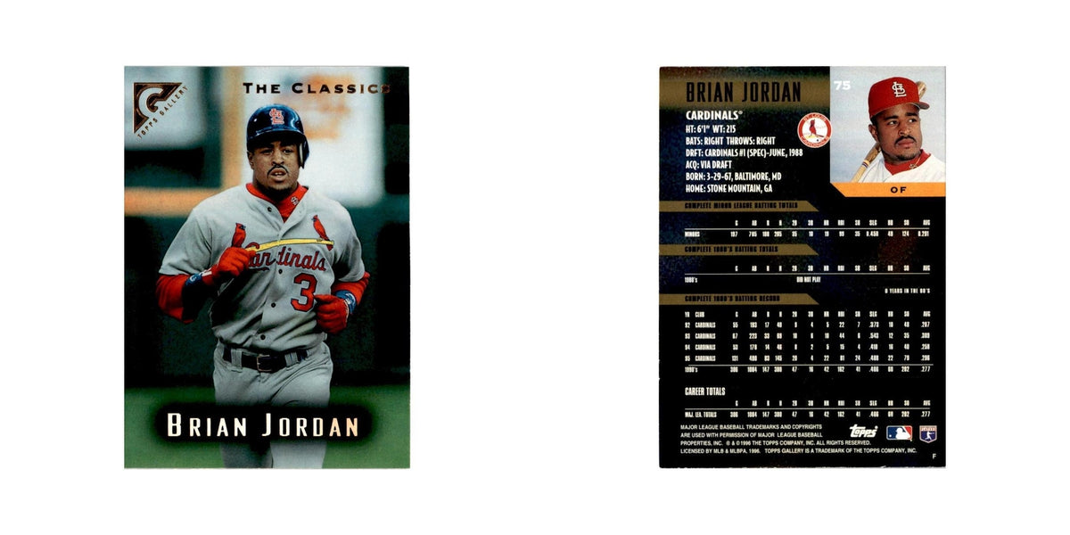 Brian Jordan 1996 Topps Gallery #75 St. Louis Cardinals Baseball Card NM