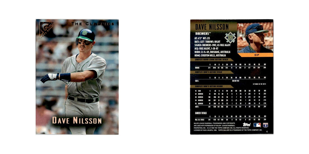 Dave Nilsson 1996 Topps Gallery #74 Milwaukee Brewers Baseball Card NM