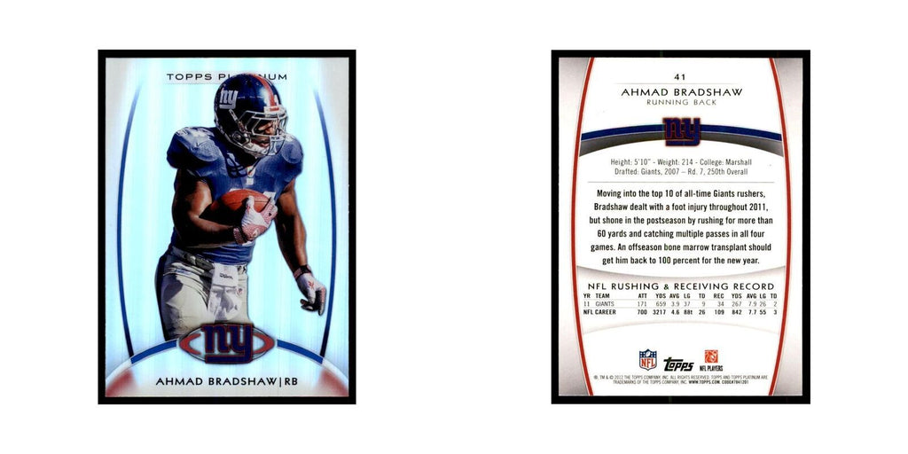 2012 Topps Platinum Ahmad Bradshaw Football Cards #41