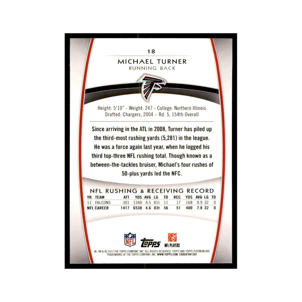 2012 Topps Platinum Michael Turner Football Cards #18
