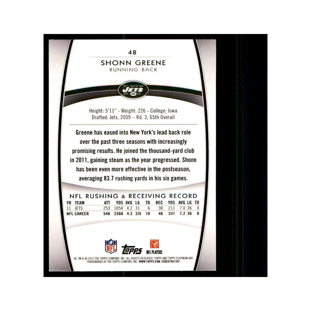 2012 Topps Platinum Shonn Greene Football Cards #48