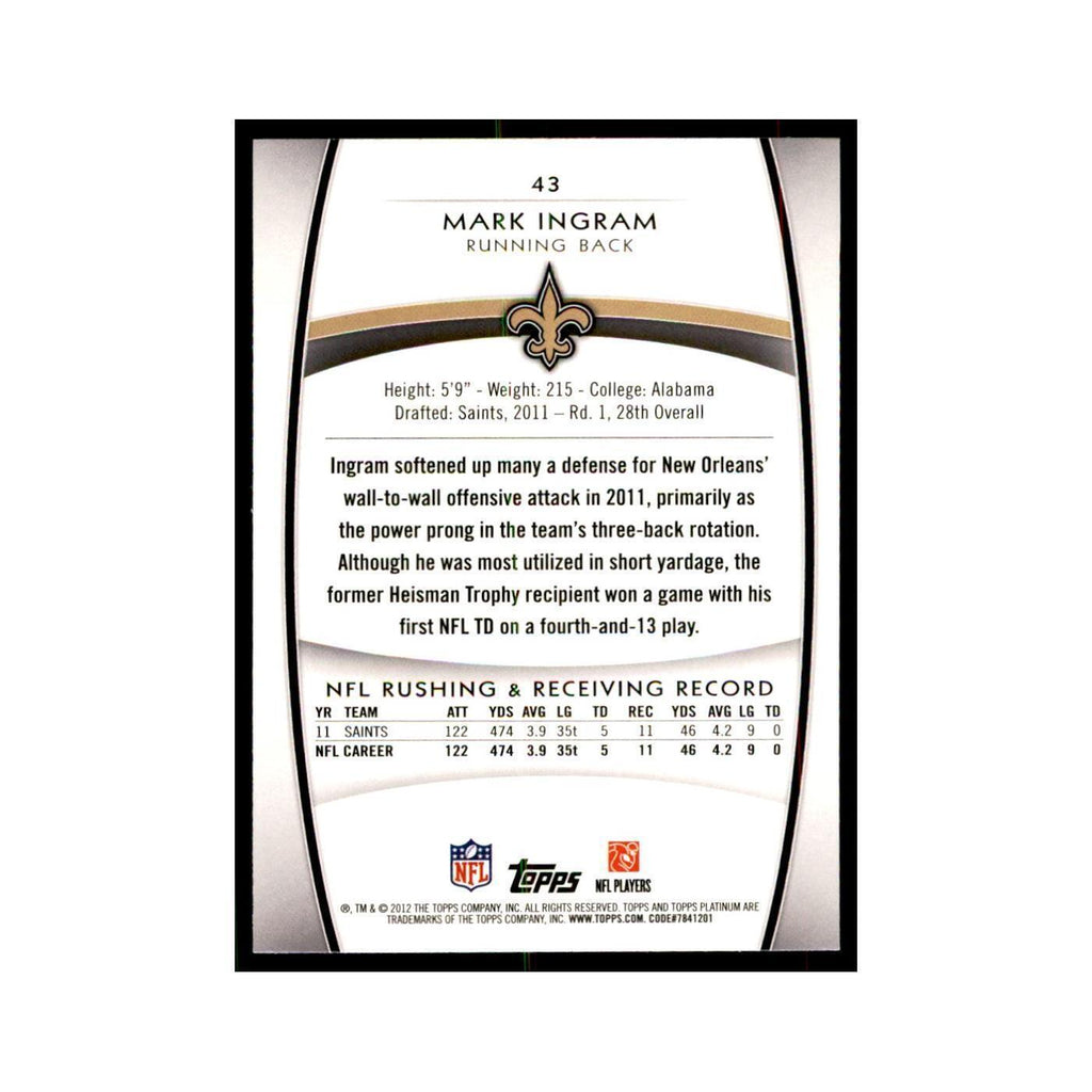 2012 Topps Platinum Mark Ingram Football Cards #43