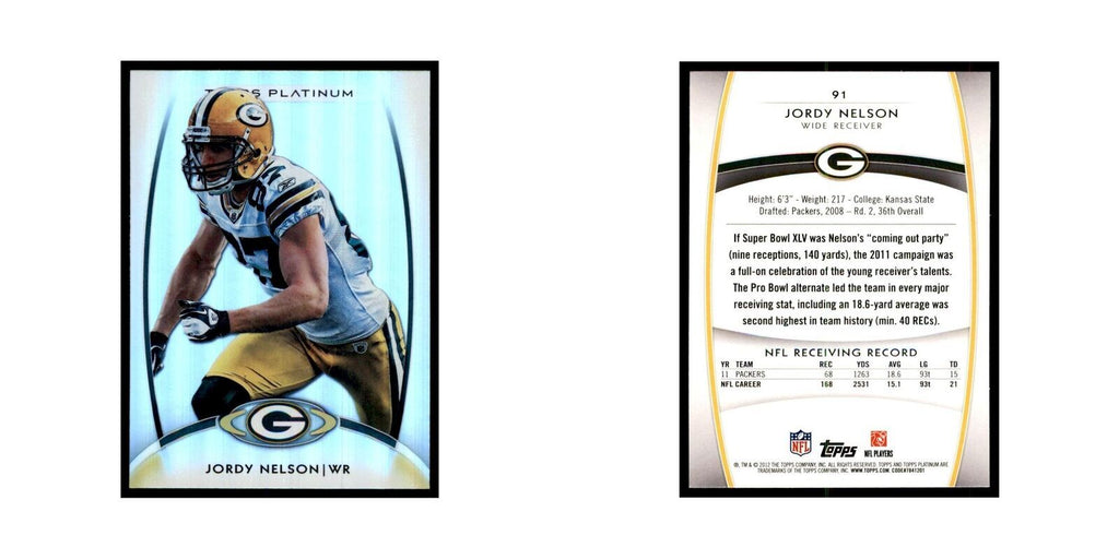 2012 Topps Platinum Jordy Nelson Football Cards #91