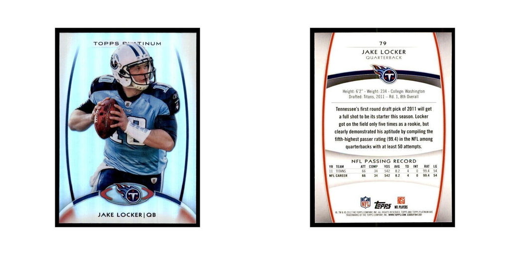 2012 Topps Platinum Jake Locker Football Cards #79
