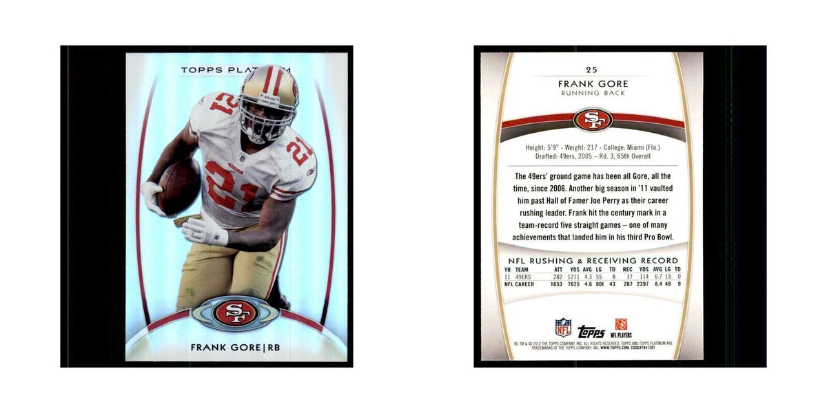2012 Topps Platinum Frank Gore Football Cards #25