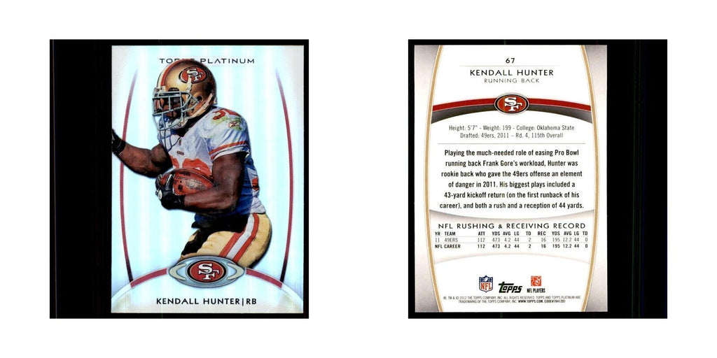 2012 Topps Platinum Kendall Hunter Football Cards #67