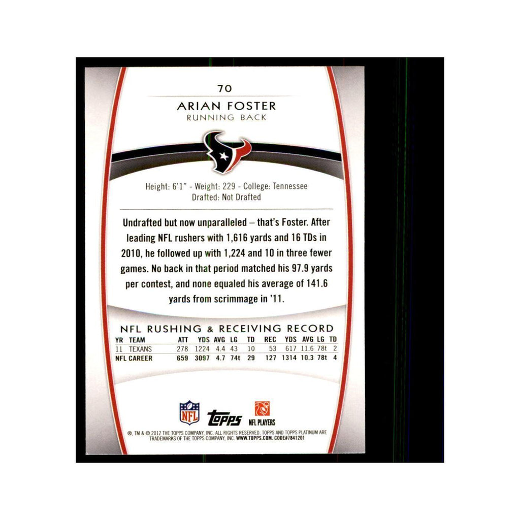 2012 Topps Platinum Arian Foster Football Cards #70