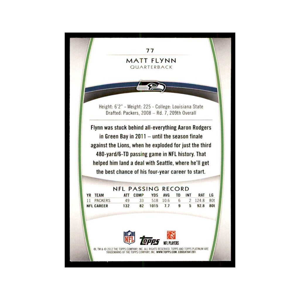 2012 Topps Platinum Matt Flynn Football Cards #77