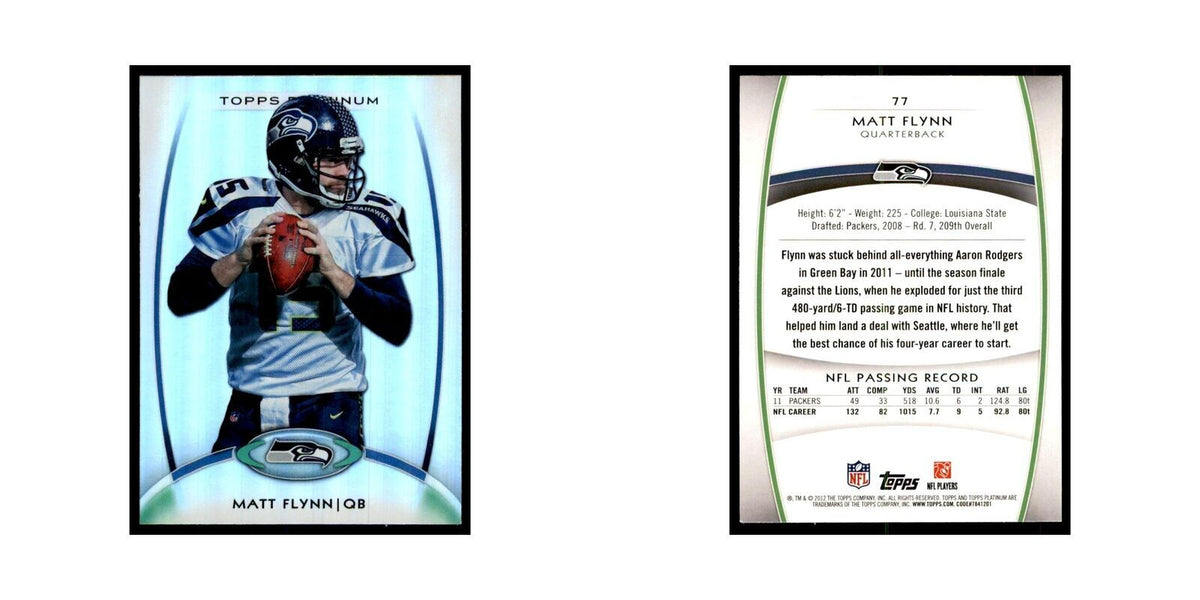 2012 Topps Platinum Matt Flynn Football Cards #77