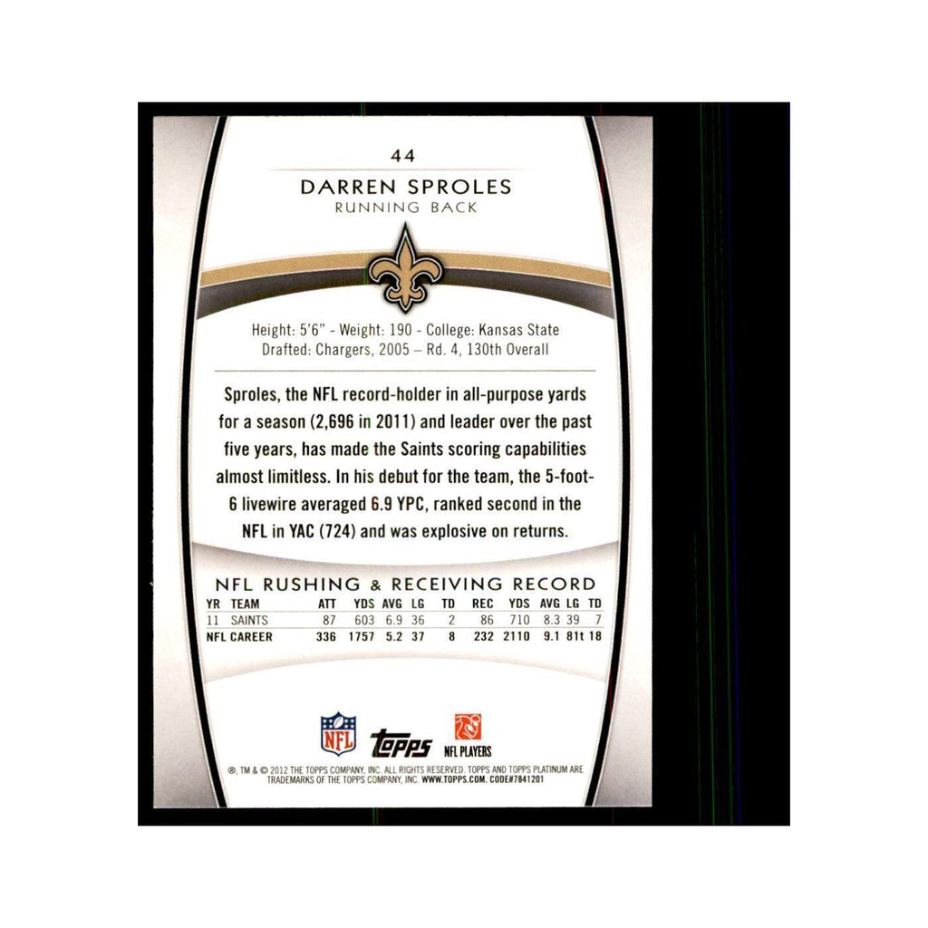 2012 Topps Platinum Darren Sproles Football Cards #44