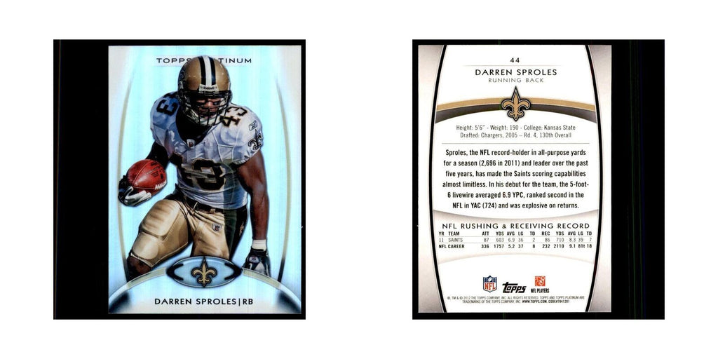 2012 Topps Platinum Darren Sproles Football Cards #44